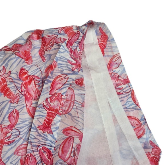Talbots Shorts Womens Medium Red Lobster Print Ruffle Waist Casual Beach Summer - Picture 6 of 7